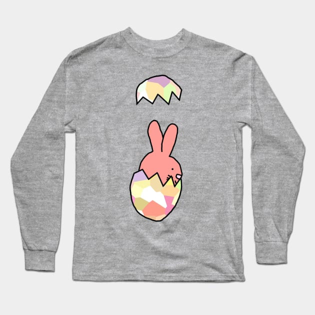 Rose Easter Bunny Rabbit Popping out of Funny Easter Egg Long Sleeve T-Shirt by ellenhenryart